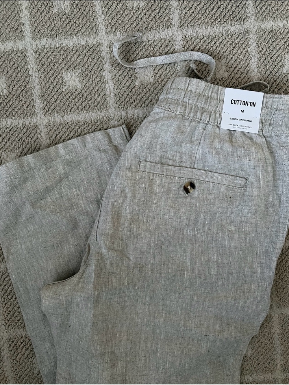 Cotton On Men's Baggy Linen Pants — Light Taupe